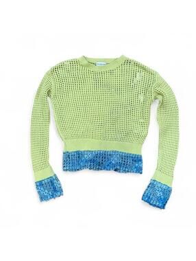 Calvin Klein open knit crochet long sleeve 100% cotton Sz. XS/S